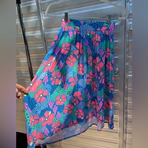 Neon floral midi skirt
